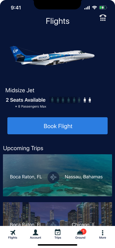 TakeOff Wheels Up booking screen