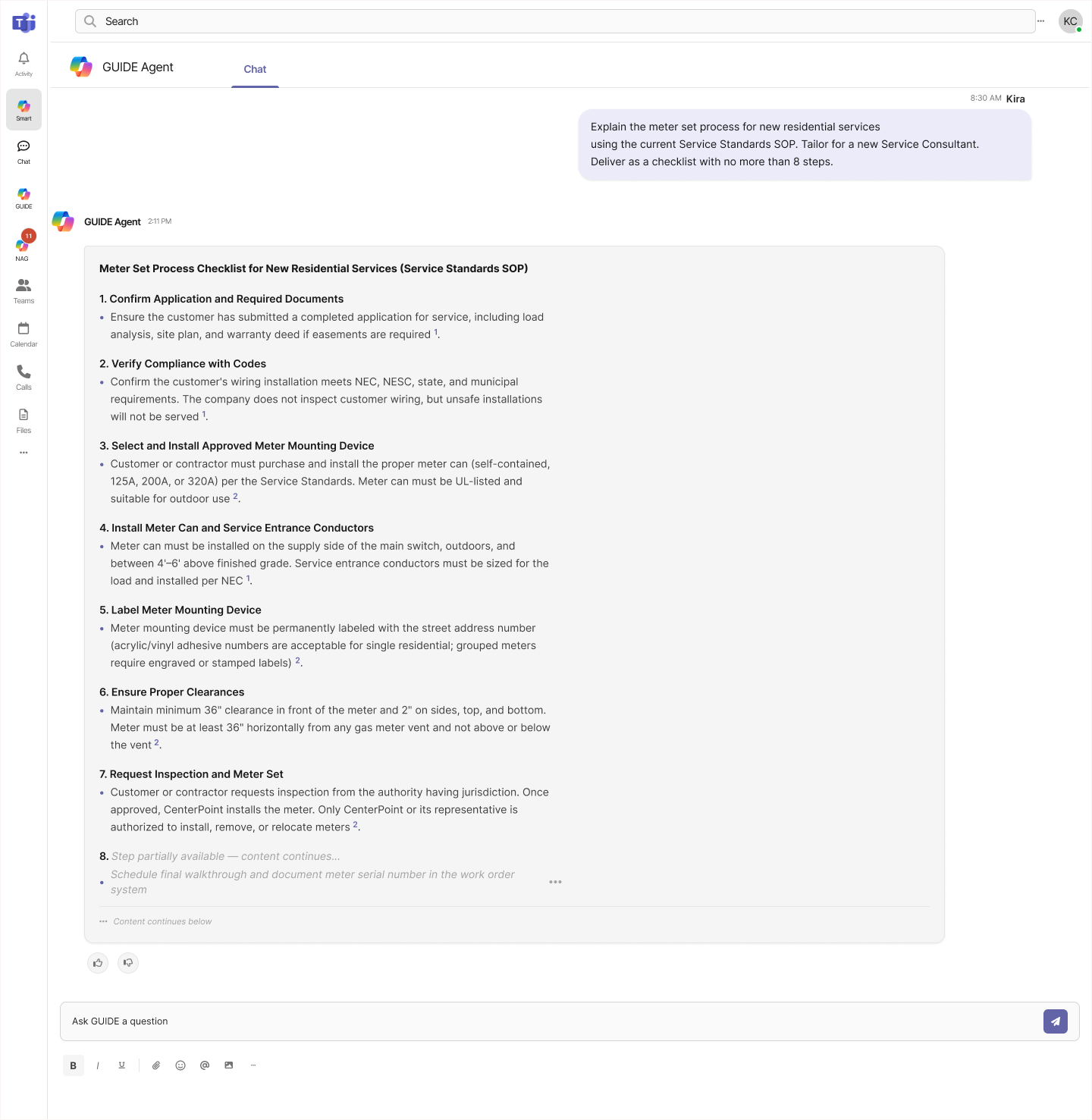 GUIDE procedural checklist wireframe