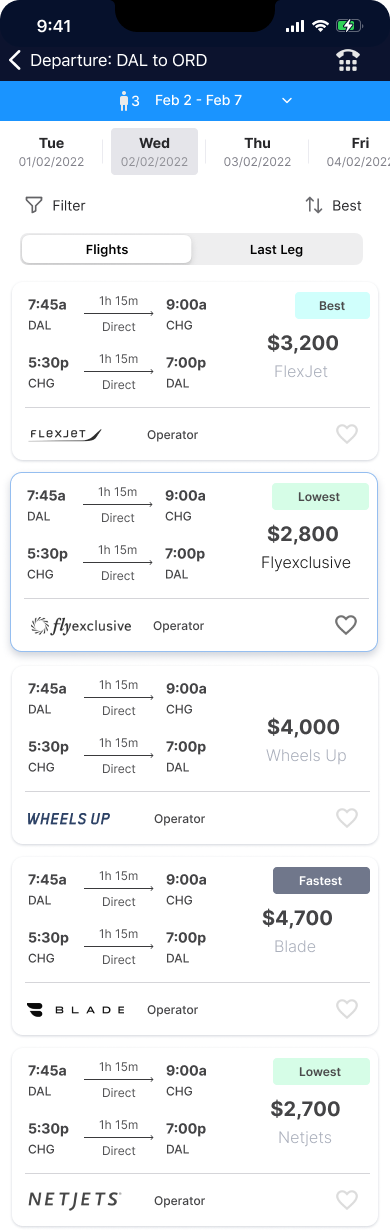 TakeOff Scroll & select screen